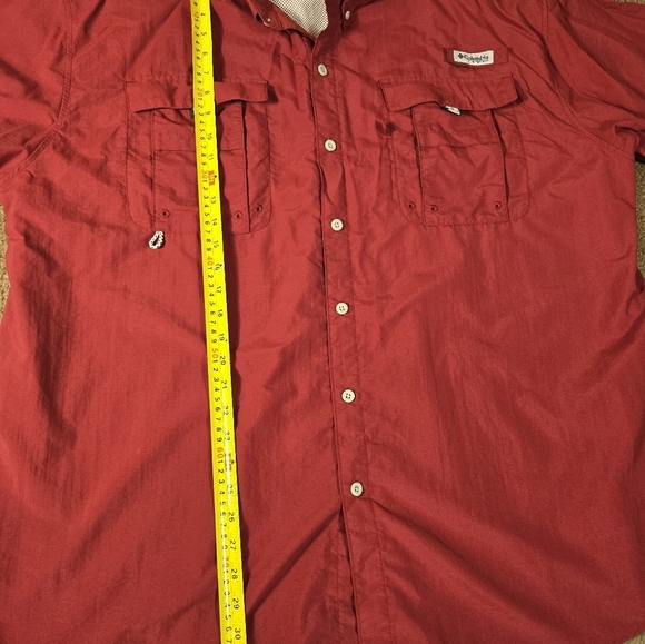 Columbia Shirt Mens XXL Red PFG Vented Fishing Button Up Short Sleeve - Picture 6 of 11